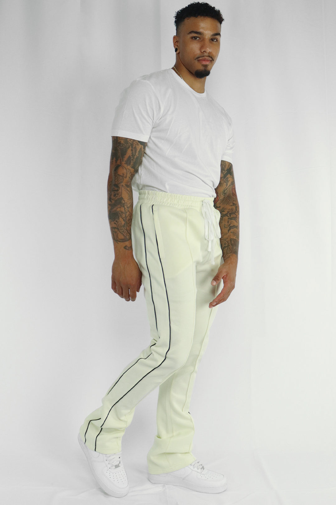 Stacked Track Pant (Cream) – Zamage