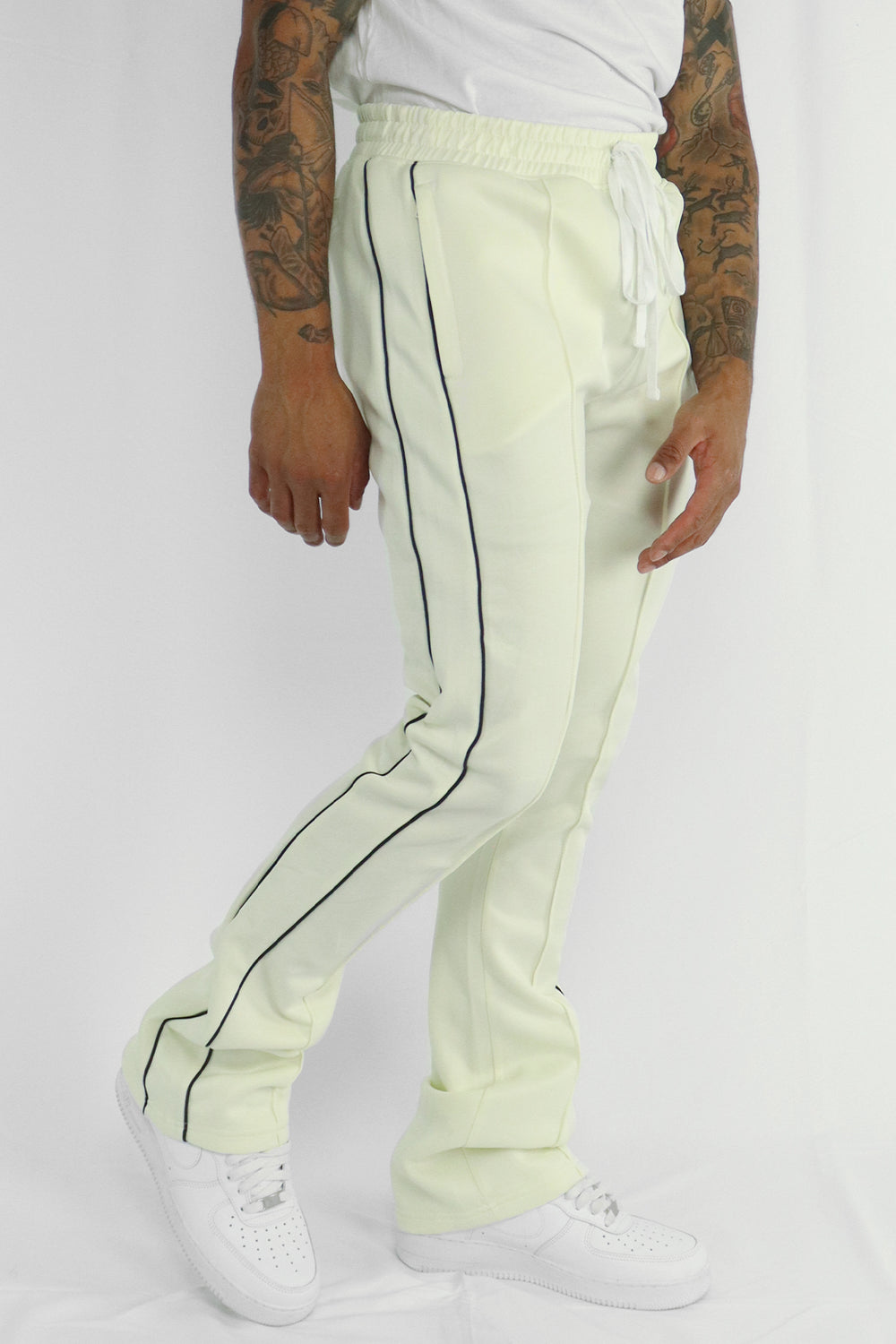 Stacked Track Pant (Cream) - Zamage