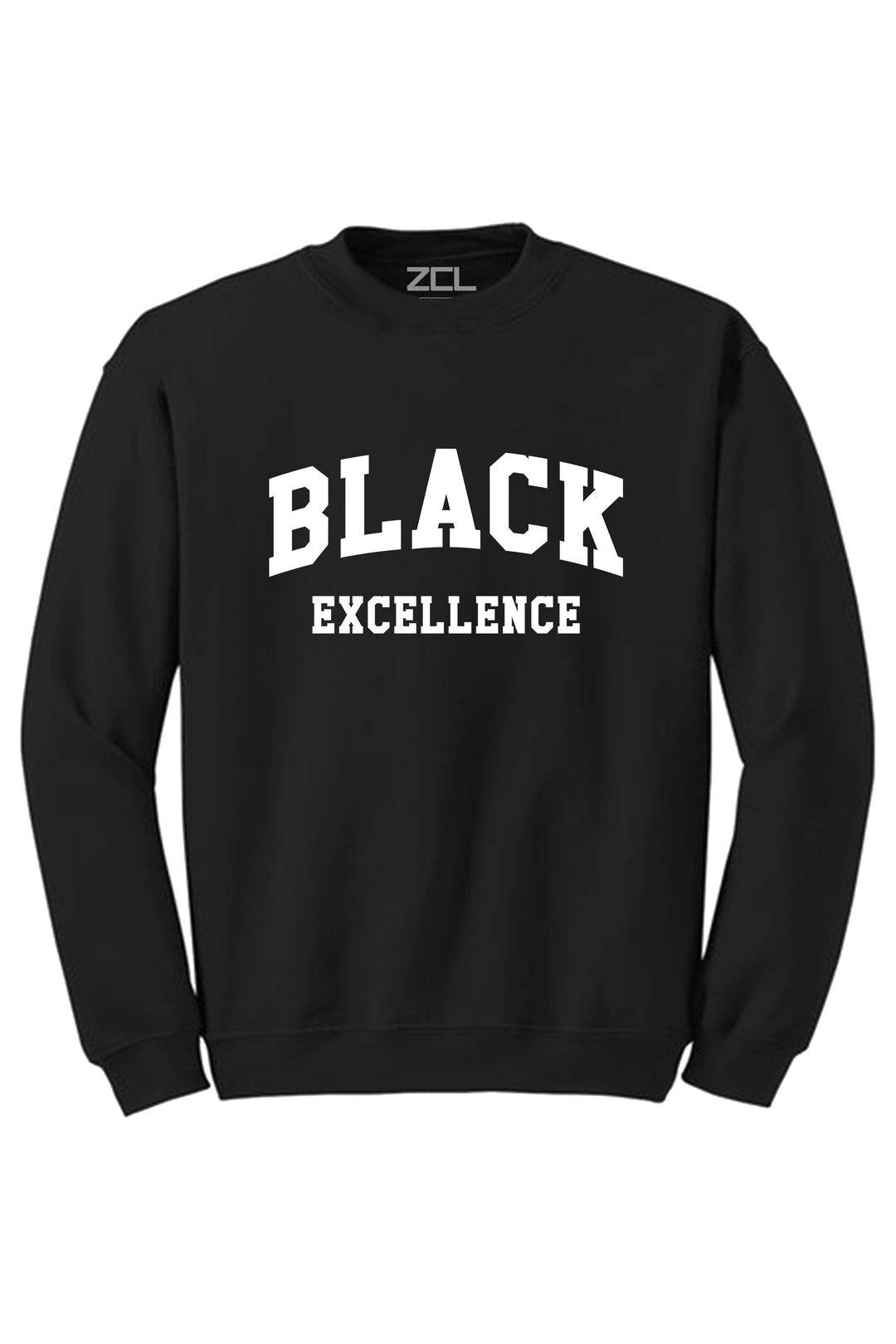 Black Excellence Crewneck Sweatshirt (White Logo) - Zamage