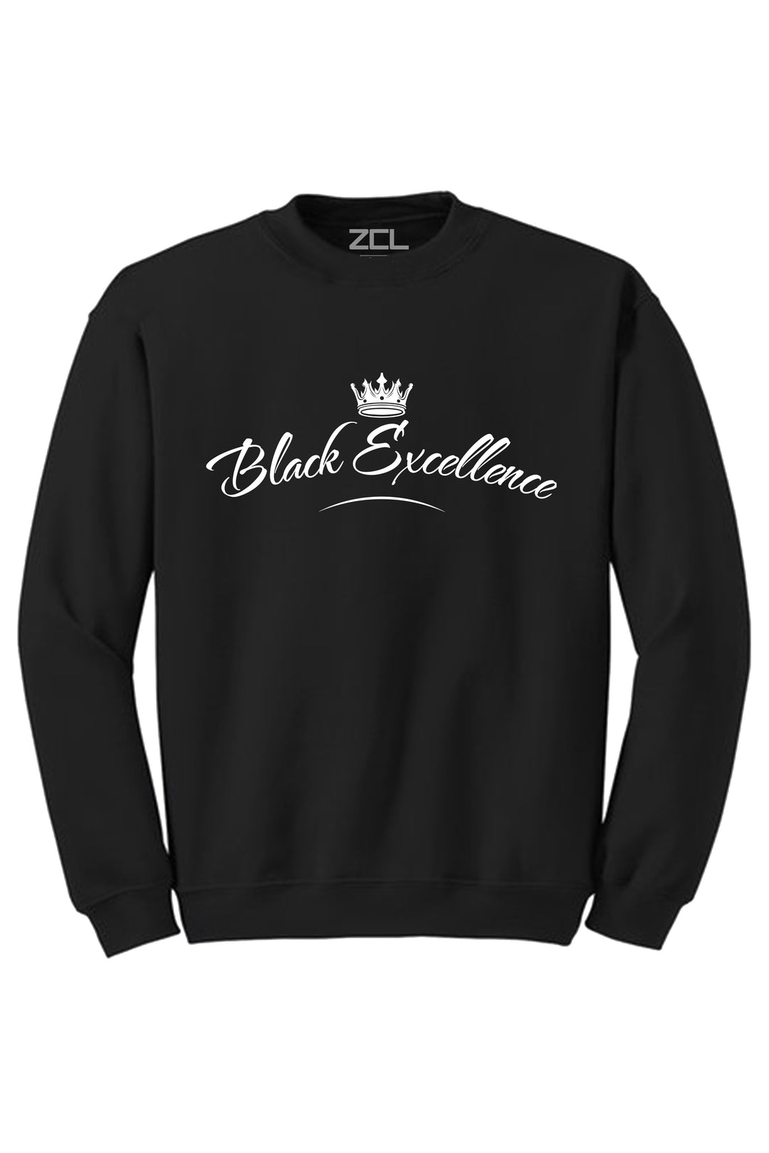 Black Excellence Crewneck Sweatshirt (White Logo) - Zamage