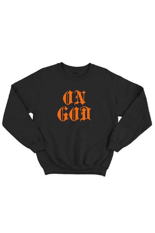 On God Crewneck Sweatshirt (Orange Logo)