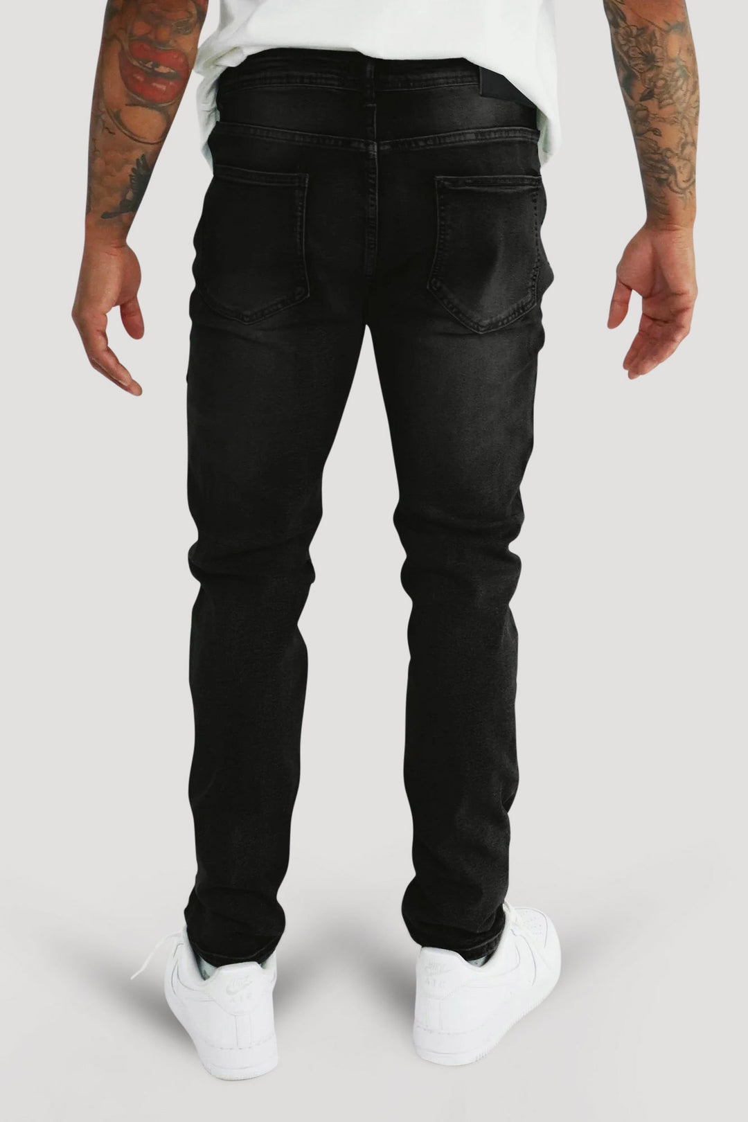 Crossed Patched Denim (Black - White) - Zamage