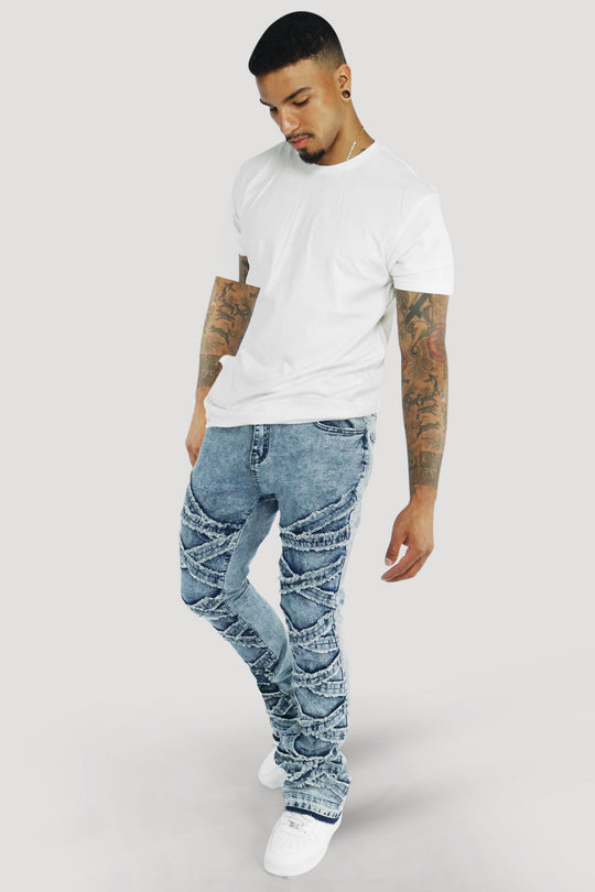 X'D Out Super Stacked Denim (Blue Acid Wash)