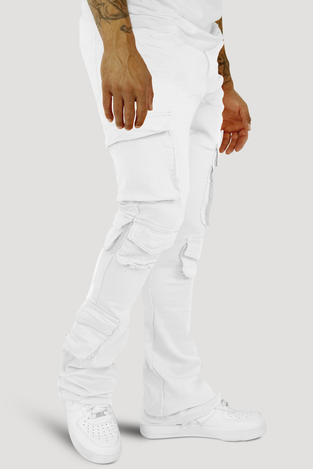 Vortex Cargo Stacked Denim (White)