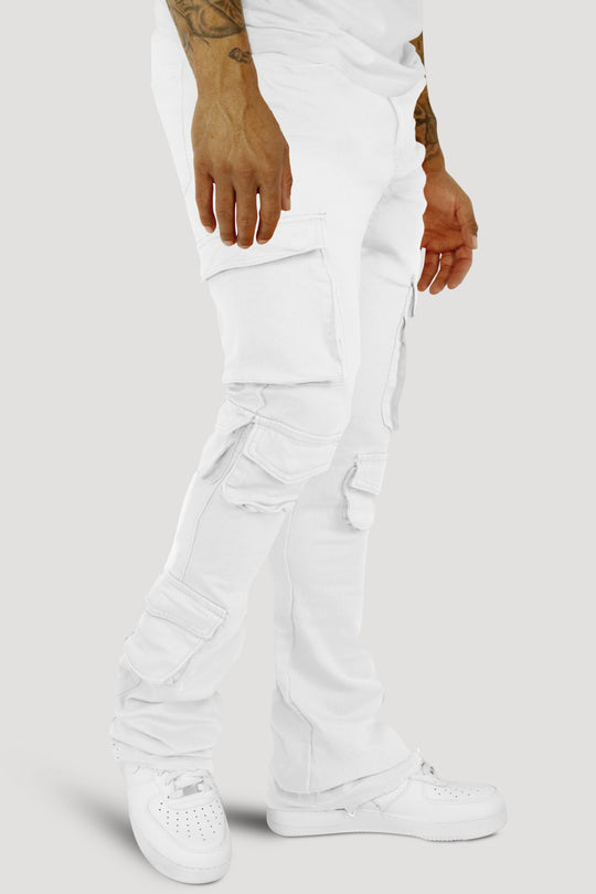 Vortex Cargo Stacked Denim (White)