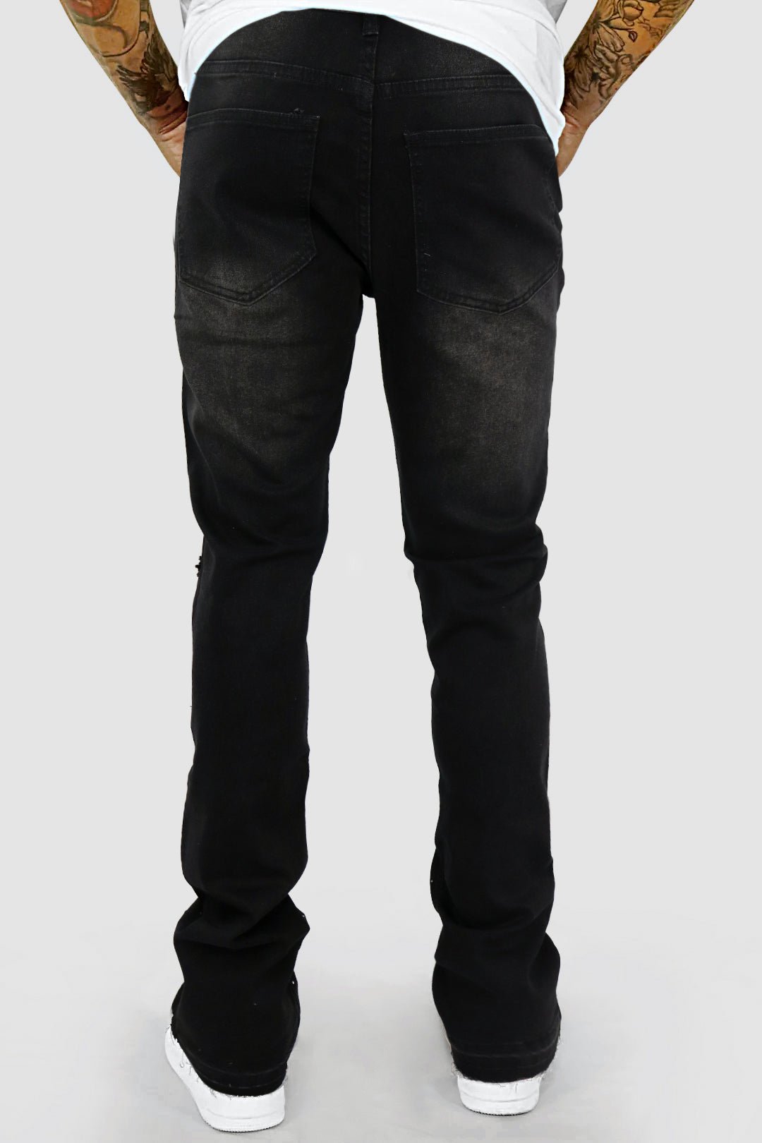 Crystal Wave Stacked Denim (Black) - Zamage