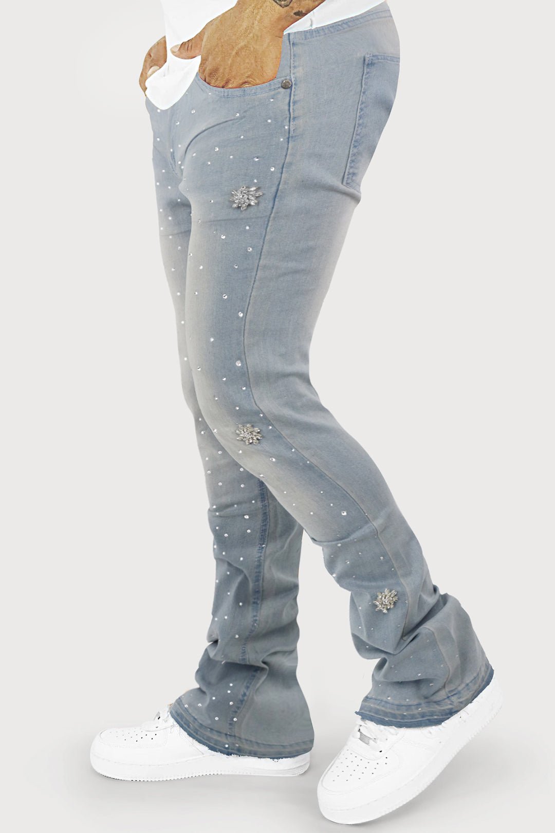 Crystal Wave Stacked Denim (Blue) - Zamage