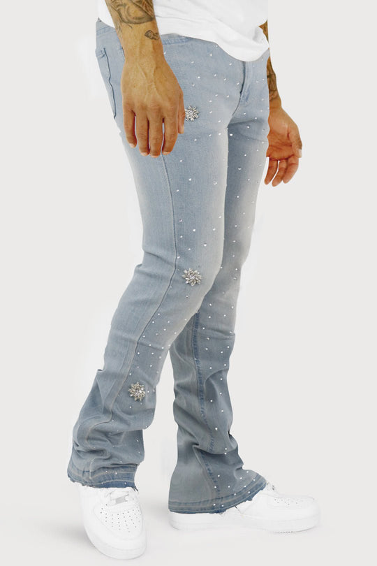 Crystal Wave Stacked Denim (Blue) - Zamage