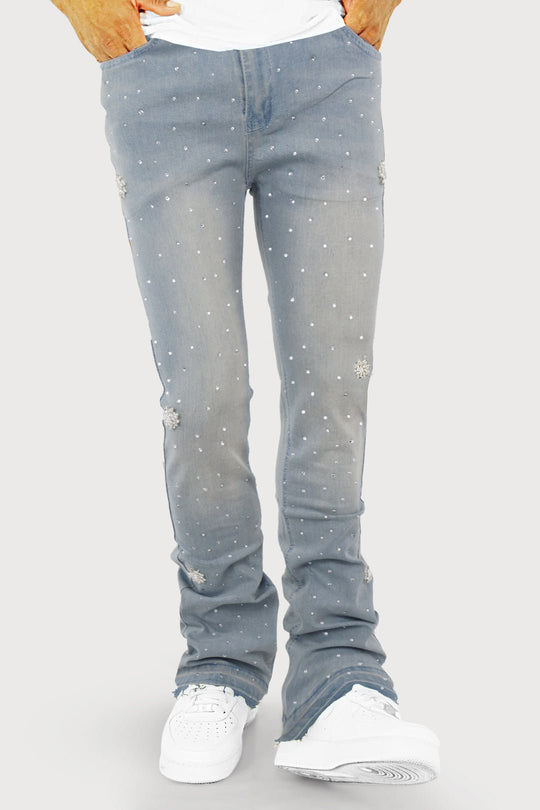Crystal Wave Stacked Denim (Blue) - Zamage