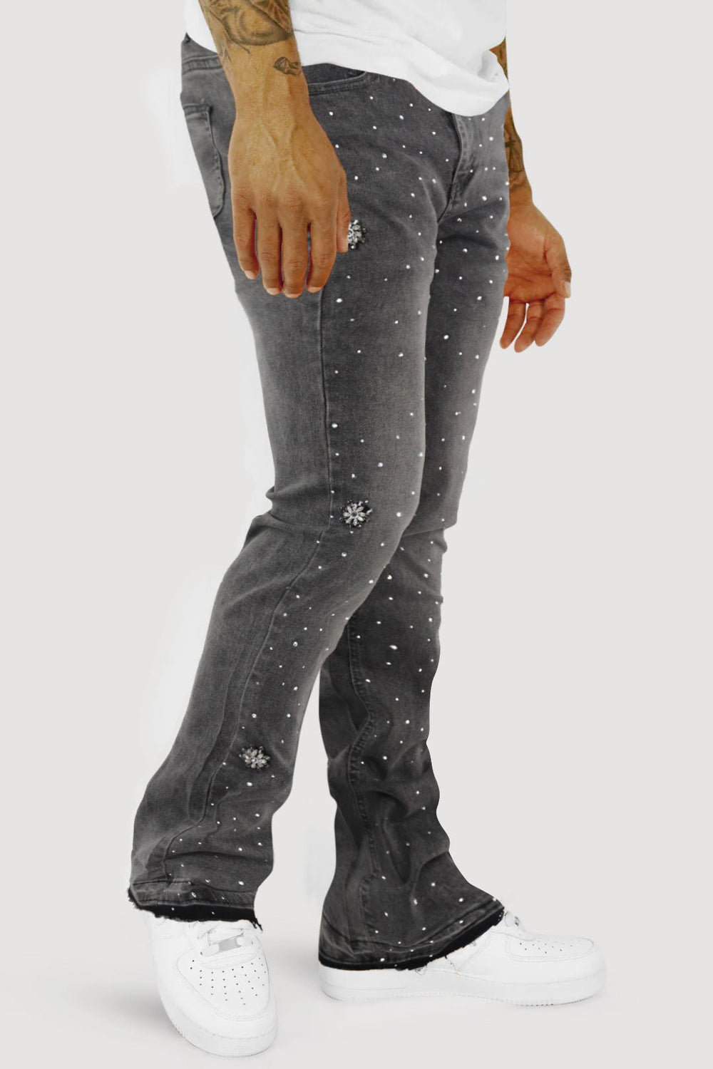 Crystal Wave Stacked Denim (Grey) - Zamage