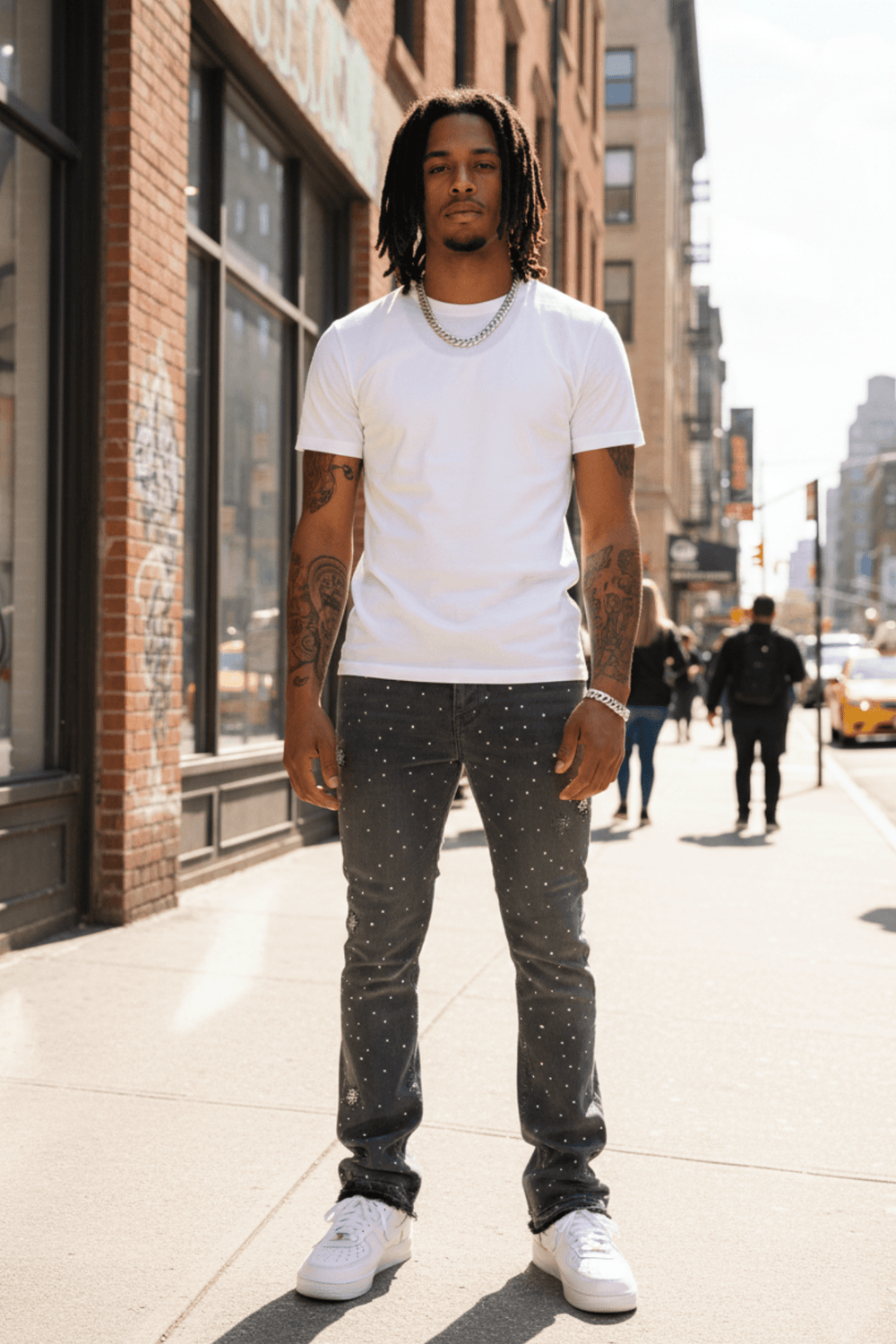 Crystal Wave Stacked Denim (Grey) - Zamage