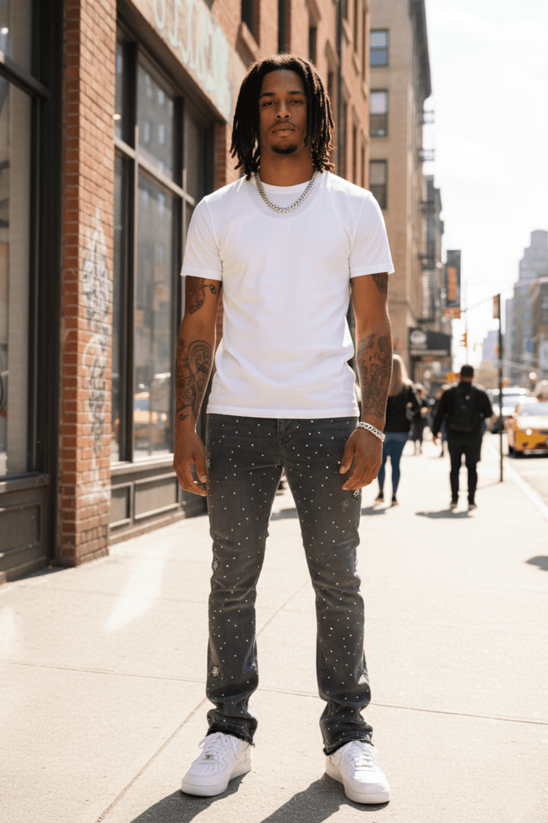 Crystal Wave Stacked Denim (Grey) - Zamage