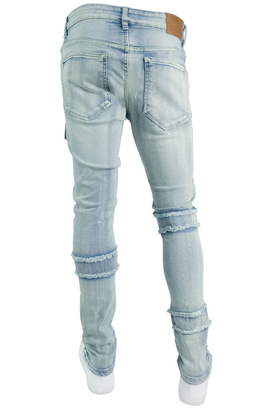 Cargo Shredded Denim (Ice Blue)