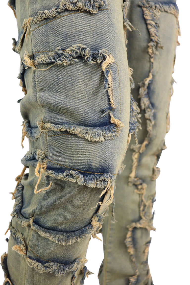 Cut Edge Stacked Denim (Vintage Wash)