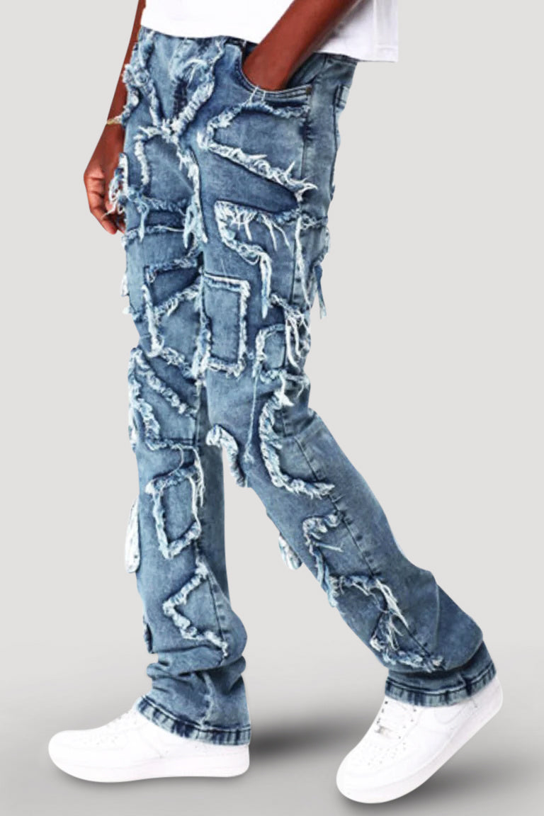 Line Art Stacked Denim (donkerblauw)