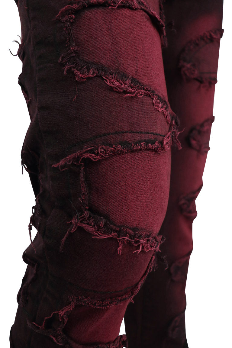 Dragon Trim Stacked Denim (Red - Black)