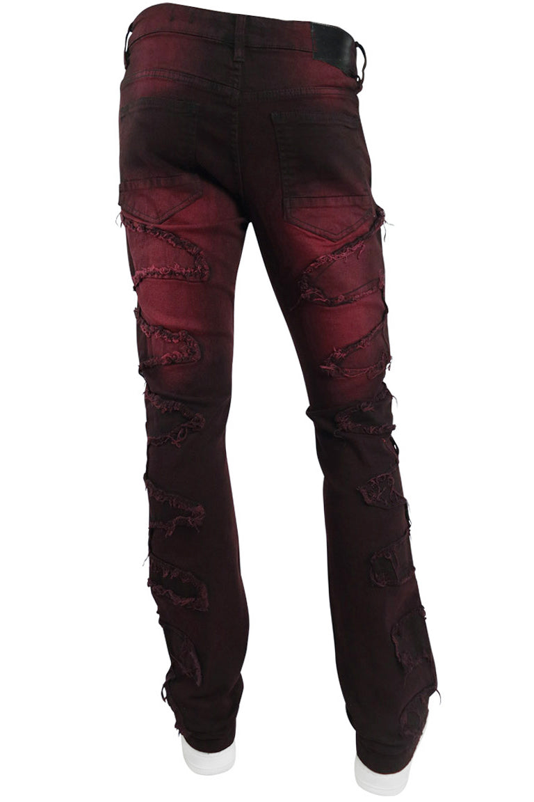 Dragon Trim Stacked Denim (Red - Black)