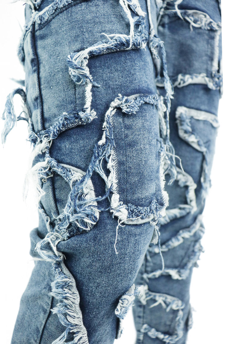 Line Art Stacked Denim (donkerblauw)