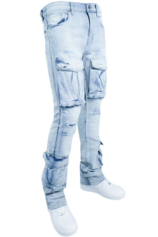 Ninefold Cargo Stacked Denim (Ice Blue)