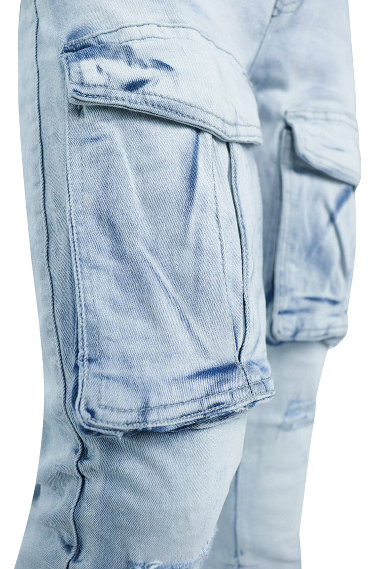 Ninefold Cargo Stacked Denim (Ice Blue)