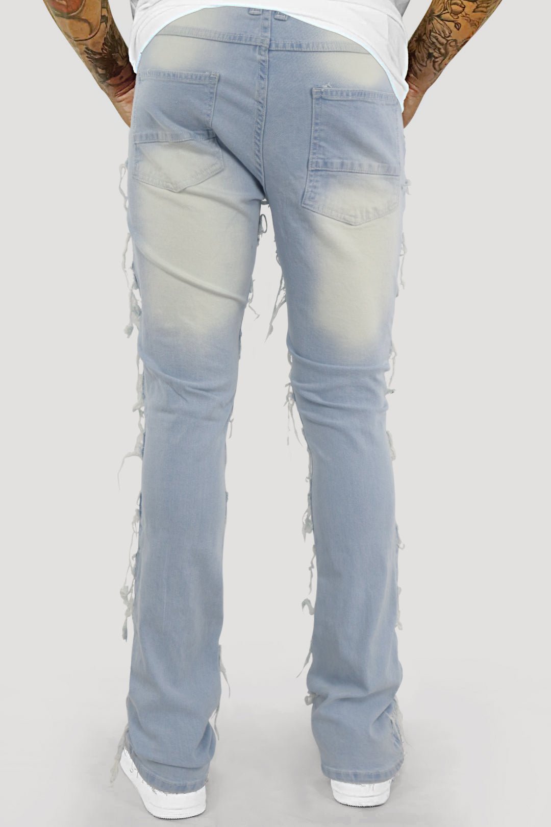Distressed Layered Stacked Denim (Light Blue) (S3016) - Zamage
