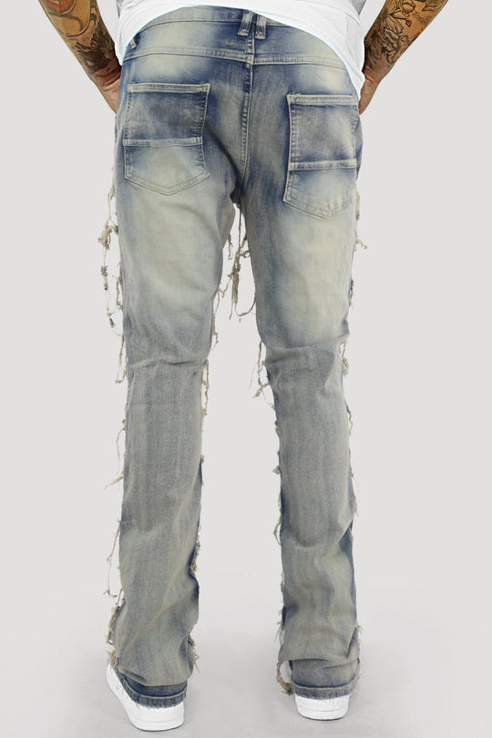 Distressed Layered Stacked Denim (Tint) (S3016) - Zamage