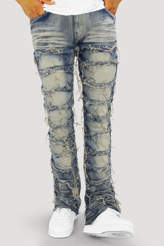 Distressed Layered Stacked Denim (Tint) (S3016) - Zamage