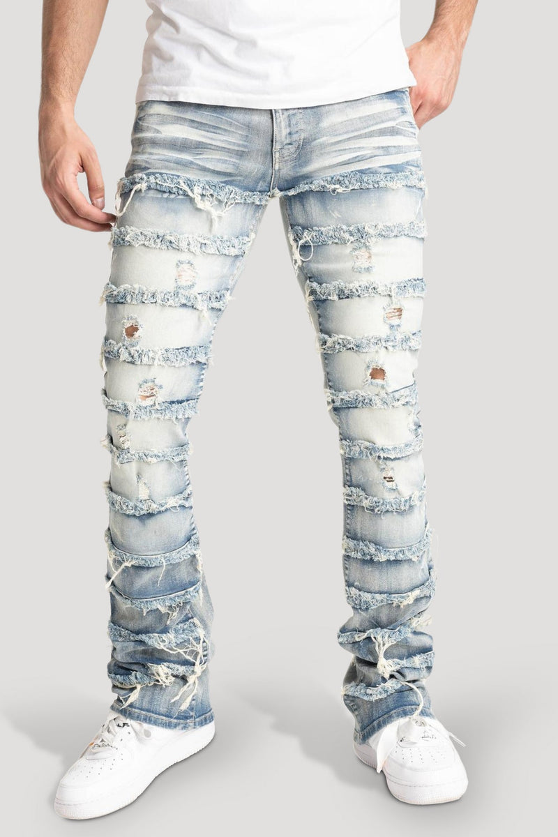 Distressed Layered Stacked Denim (Tint) (S3016) - Zamage