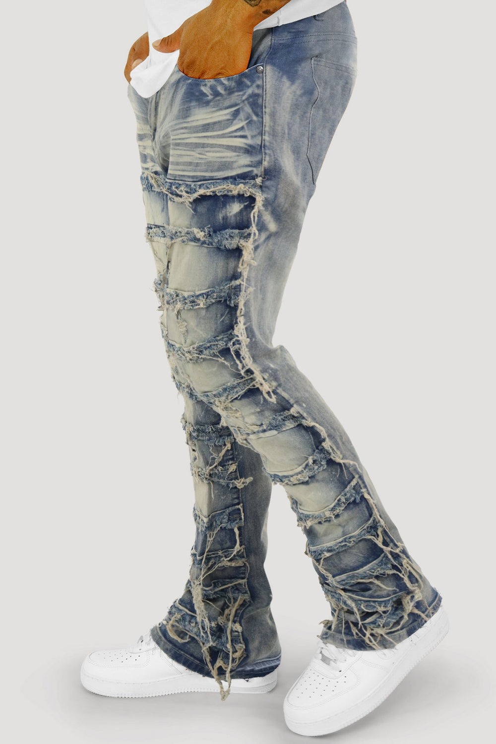 Distressed Layered Stacked Denim (Tint) (S3016) - Zamage