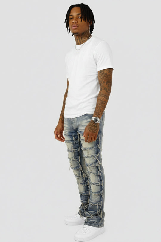 Distressed Layered Stacked Denim (Tint) (S3016) - Zamage