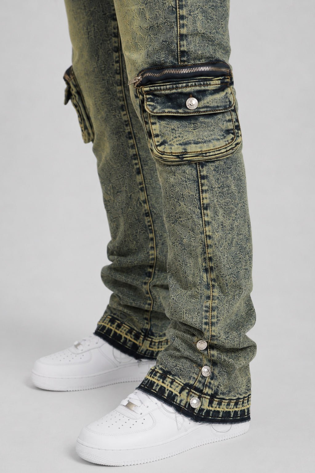 Dover Cargo Stacked Denim (Vintage Blue) - Zamage
