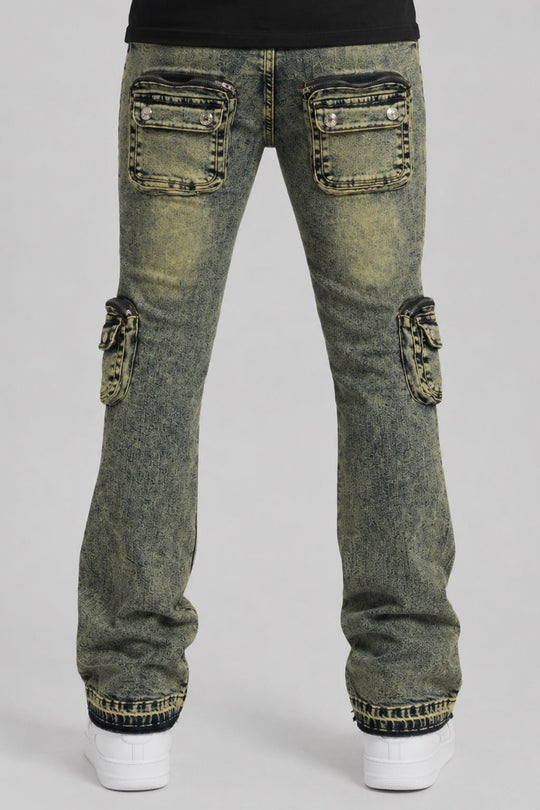 Dover Cargo Stacked Denim (Vintage Blue) - Zamage