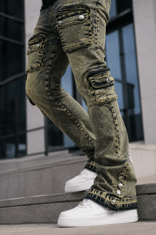Dover Cargo Stacked Denim (Vintage Blue) - Zamage