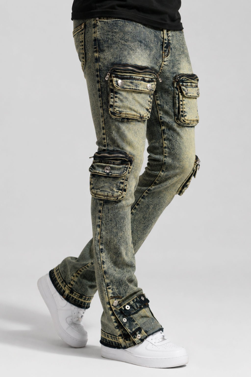 Dover Cargo Stacked Denim (Vintage Blue) - Zamage