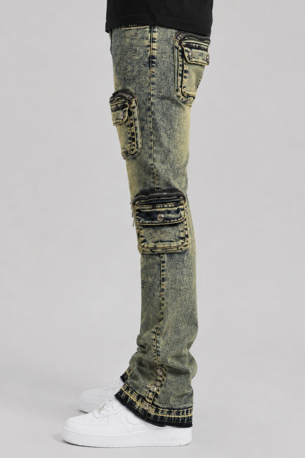 Dover Cargo Stacked Denim (Vintage Blue) - Zamage