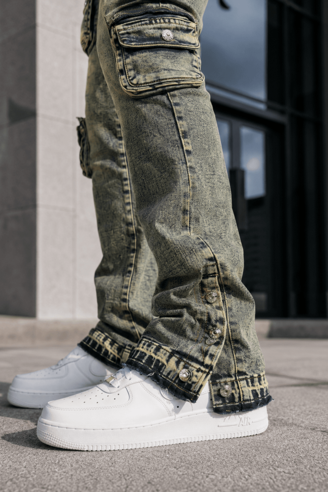 Dover Cargo Stacked Denim (Vintage Blue) - Zamage