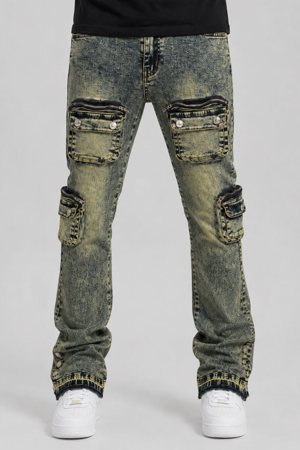 Dover Cargo Stacked Denim (Vintage Blue) - Zamage