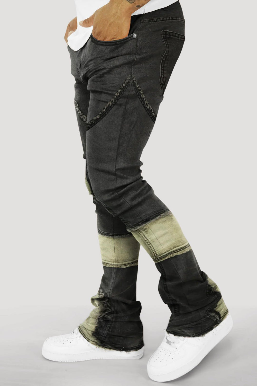 Dual Shade Stacked Denim (Black - Grey) - Zamage