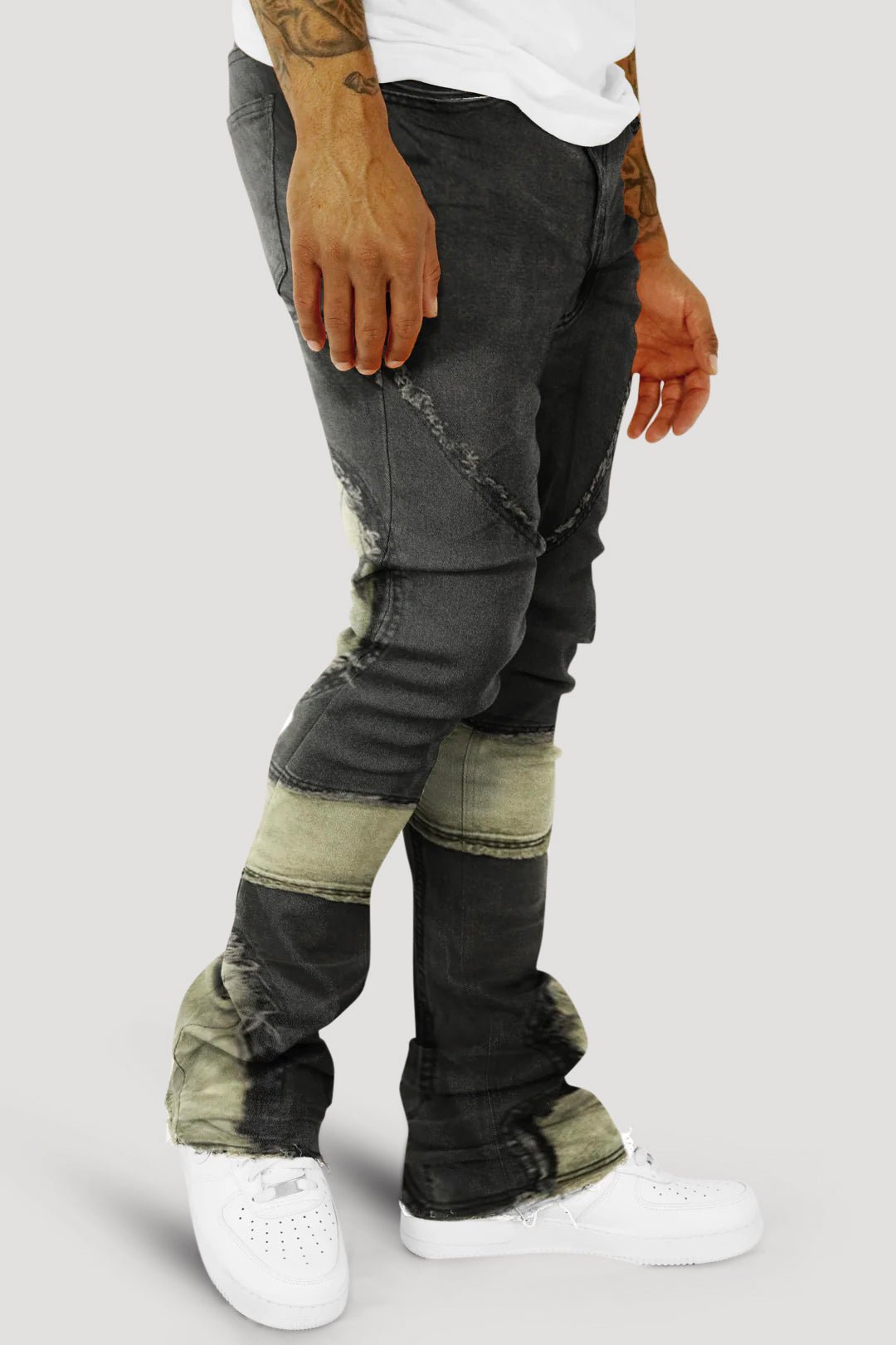 Dual Shade Stacked Denim (Black - Grey) - Zamage