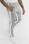 Zip Pocket Dual Stripe Track Pants (Grey-White) - Zamage