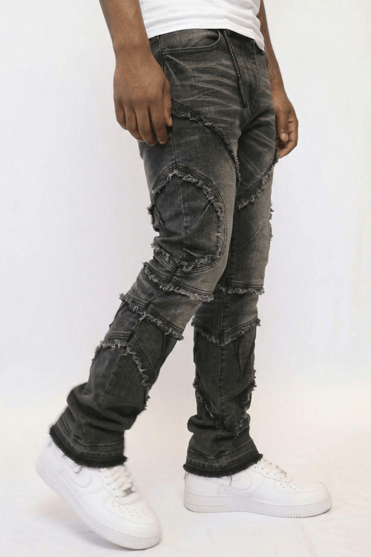 Enzo Edge Stacked Denim (Black Wash) (J - 044) - Zamage