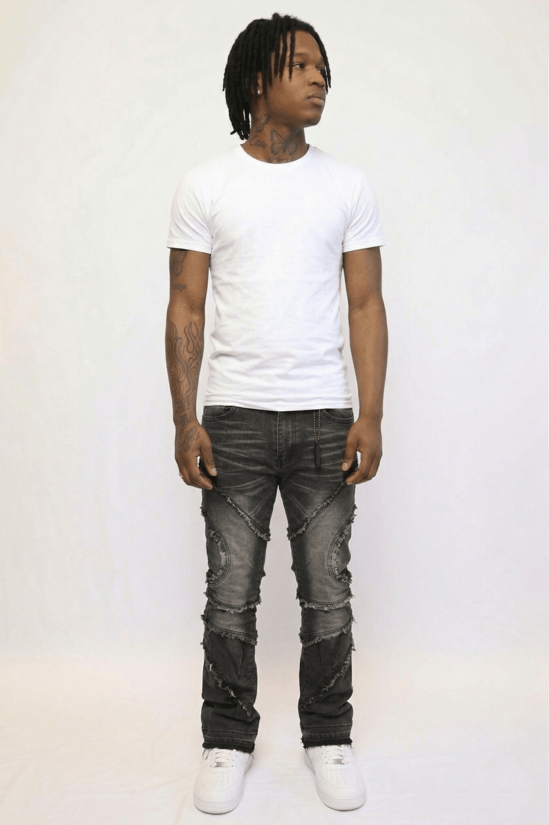 Enzo Edge Stacked Denim (Black Wash) (J - 044) - Zamage
