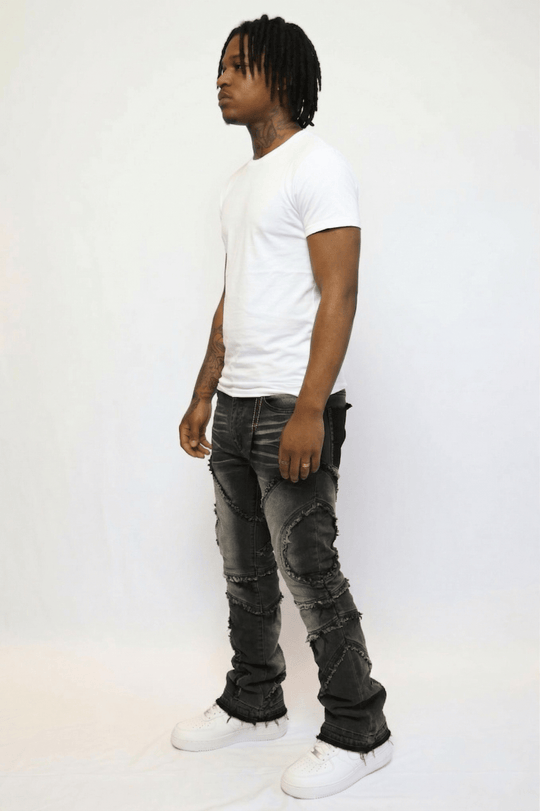 Enzo Edge Stacked Denim (Black Wash) (J - 044) - Zamage