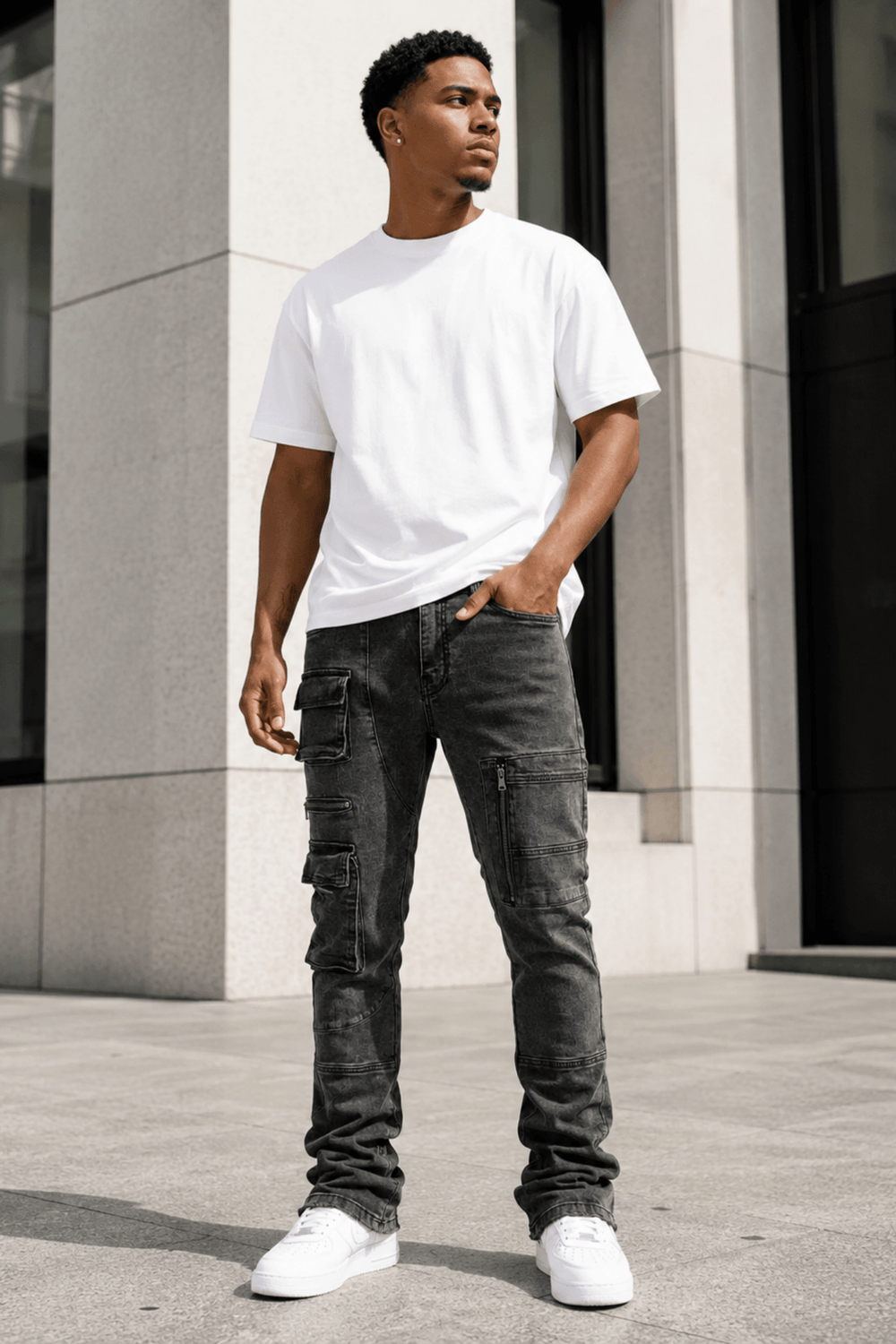 Exclusive Stacked Denim (Black) (L7095) - Zamage