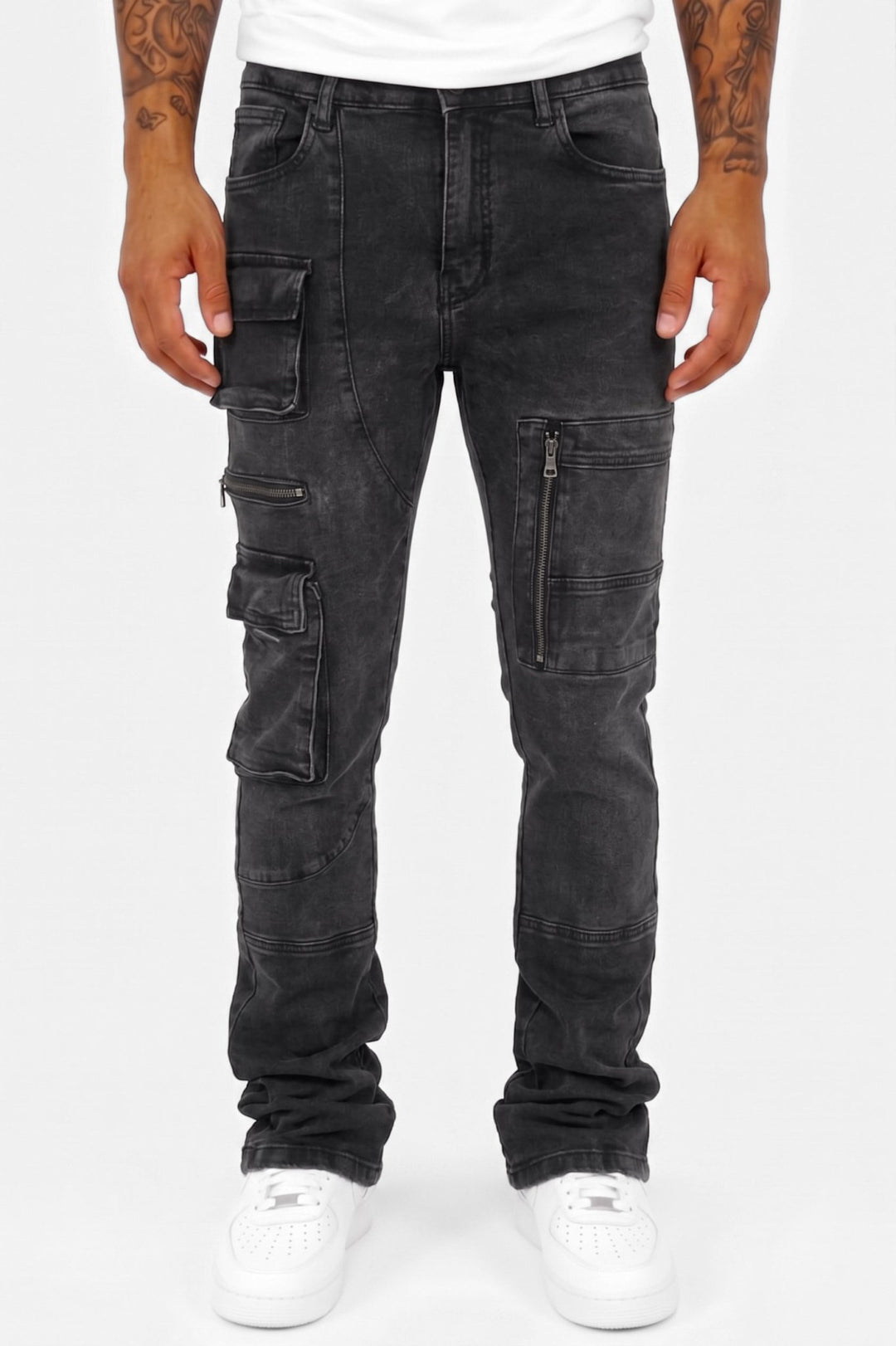 Exclusive Stacked Denim (Black) (L7095) - Zamage