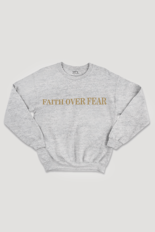 Faith Over Fear Crewneck Sweatshirt (Gold Logo) - Zamage