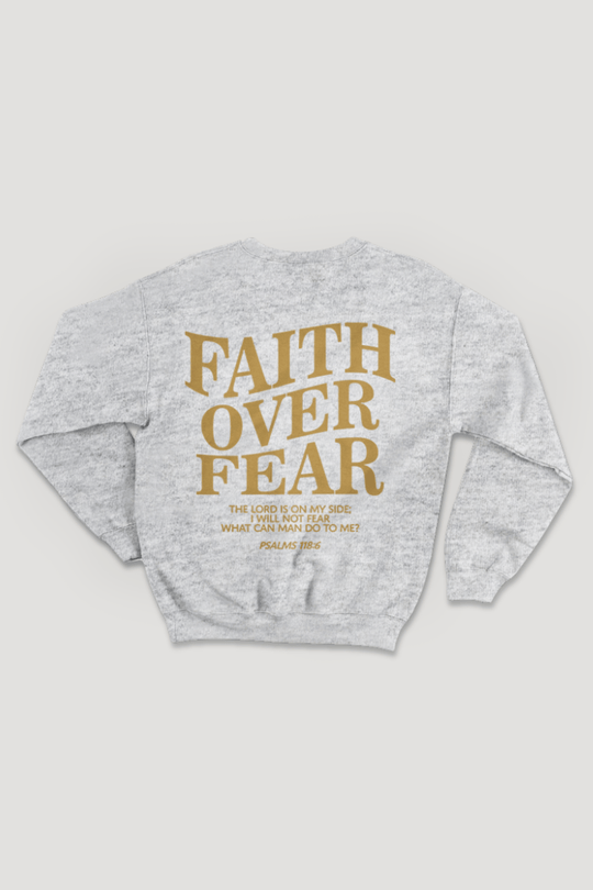 Faith Over Fear Crewneck Sweatshirt (Gold Logo) - Zamage