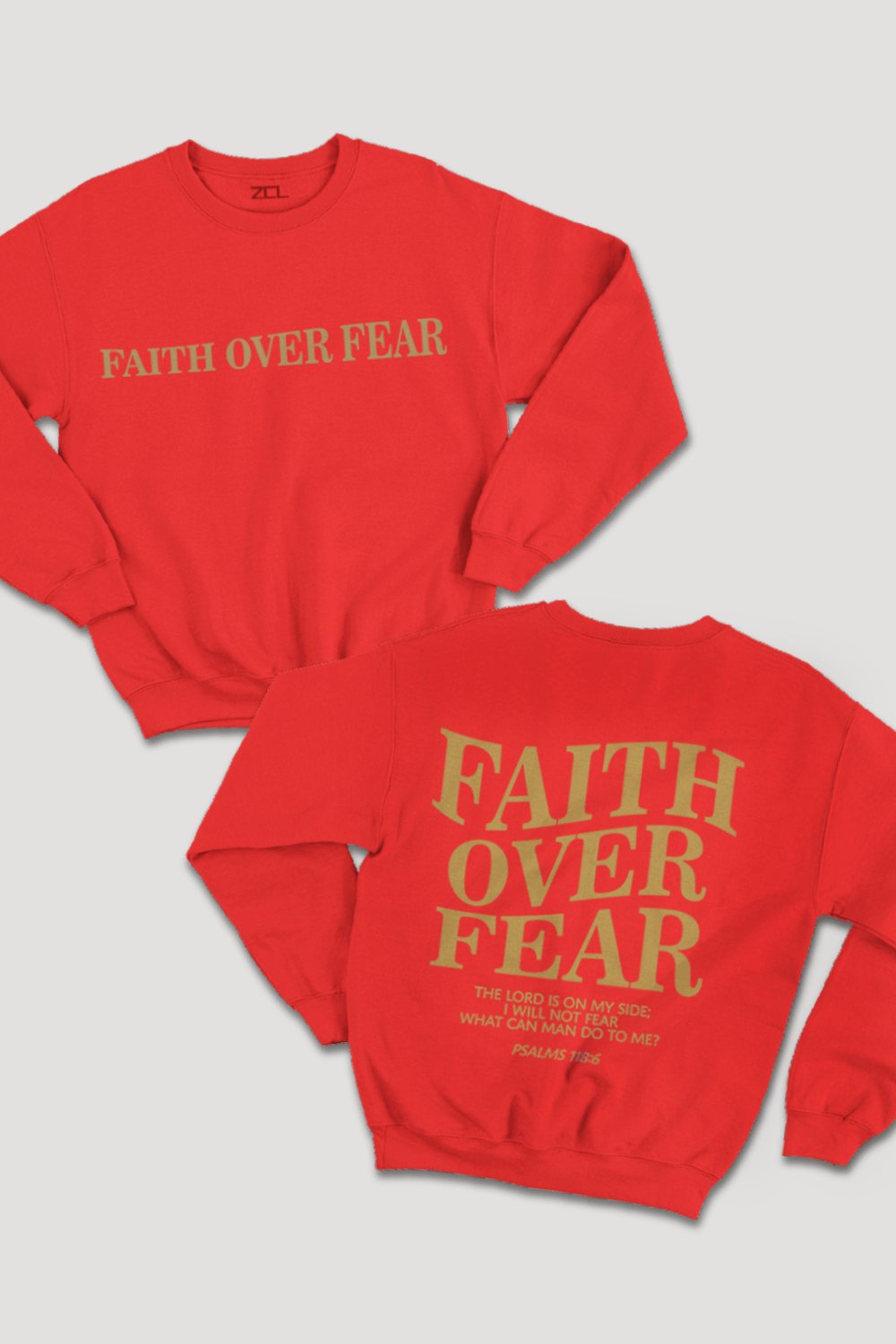 Faith Over Fear Crewneck Sweatshirt (Gold Logo) - Zamage