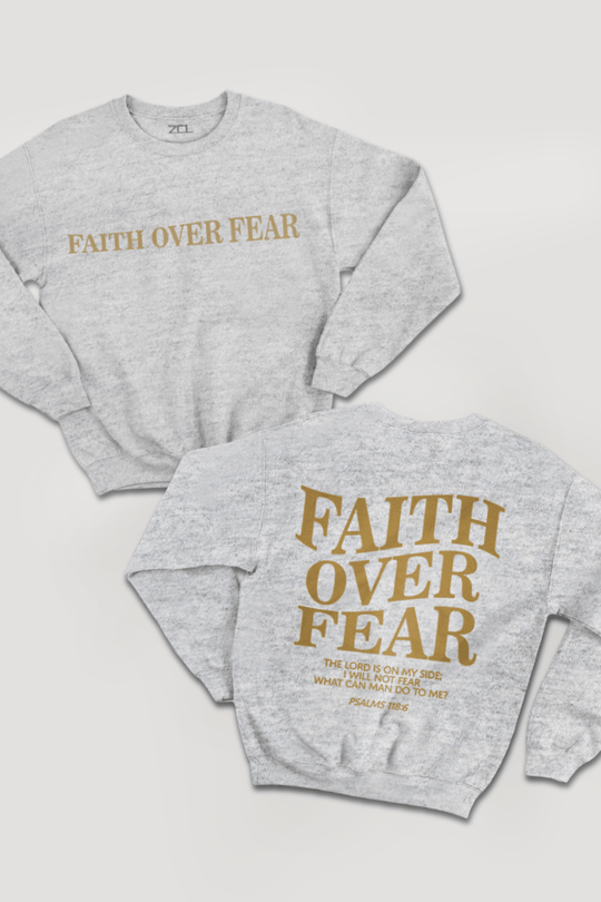 Faith Over Fear Crewneck Sweatshirt (Gold Logo) - Zamage