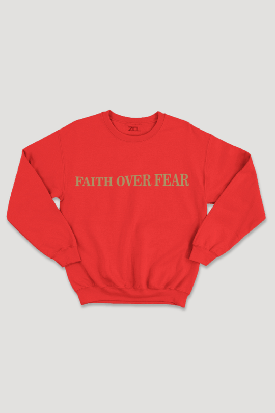 Faith Over Fear Crewneck Sweatshirt (Gold Logo) - Zamage